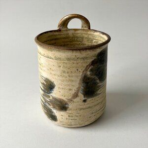 Vintage Studio Pottery Hanging Wall Vase/Hanging Utensil Jar Signed ’83